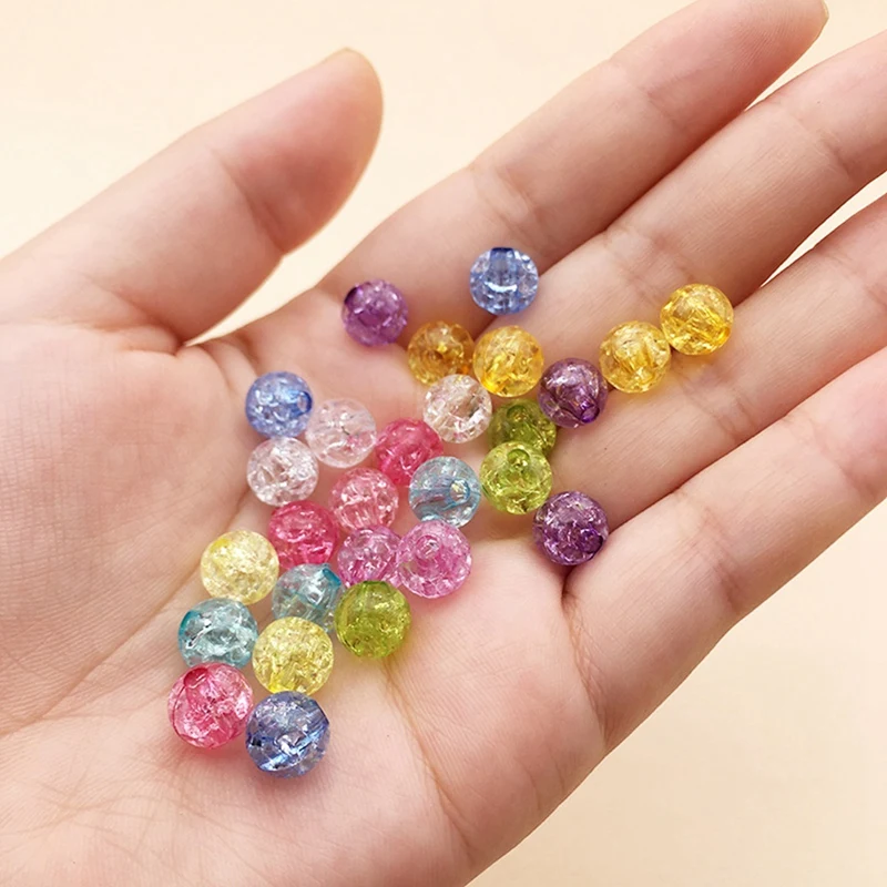 

Beads Set Acrylic Loose Beads 8mm Cracked Beads Burst Beads Diy Acrylic Jewelry Accessories