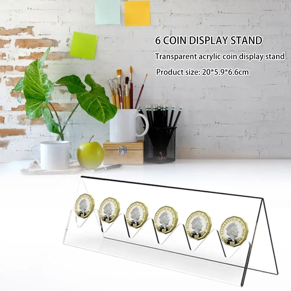 6 монетница полка для хранения Прозрачная Акриловая монета Дисплей подставка