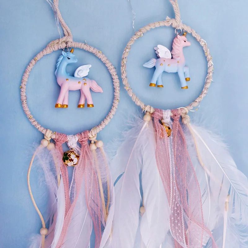 

Romantic Lighting Dream Catcher Bedroom Led String Lamp Unicorn Pink Dreamcatcher For Kids Room Decorations Birthday Xmas Gifts
