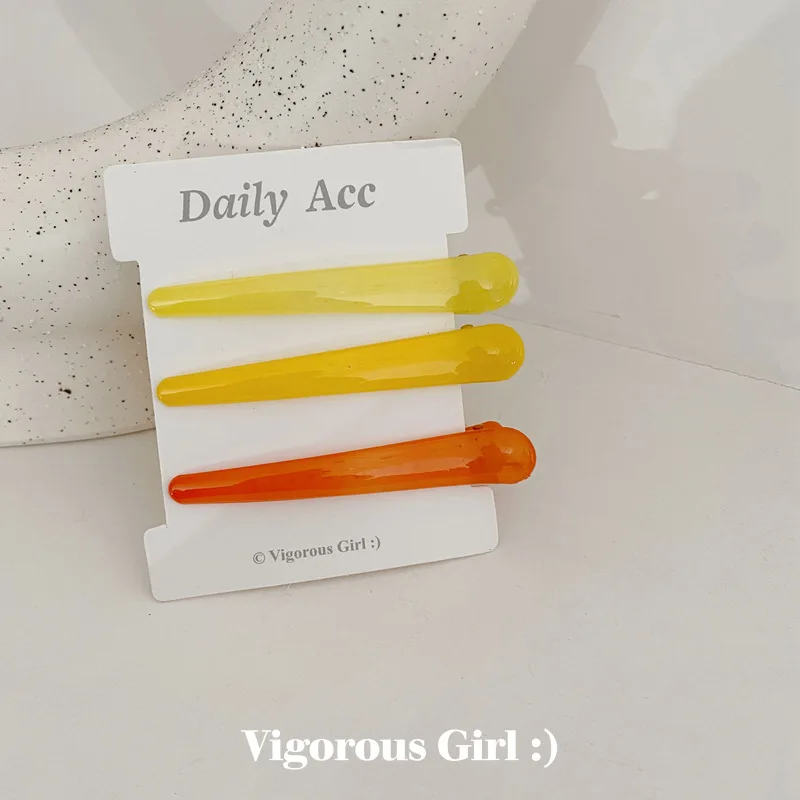 

3 pc/set Gradient Jelly Color Hairpins Simple and Versatile Bangs Clip Summer Outing Wild and Sweet Hairpins