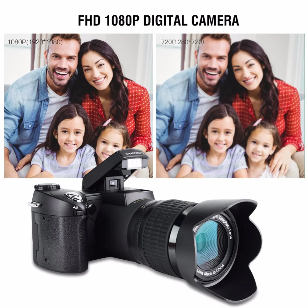 D7100 HD 1080P цифровой Камера 3 дюймов ЖК-дисплей 33MP 24X зум светодиодный фото цифровая видеокамера с 0.5X Широкий формат объектив+ 16-24X телеобъектив