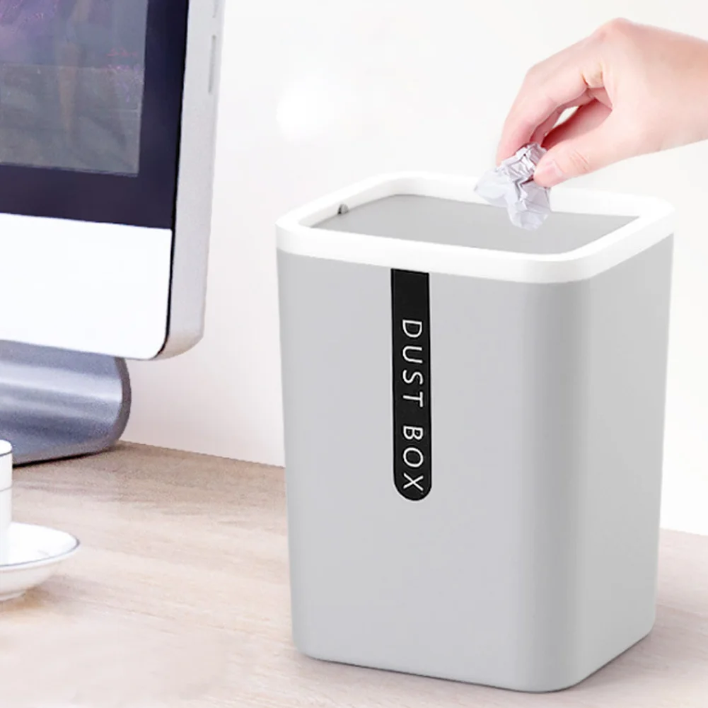 High Quality Desktop Trash Can Small Mini Garbage Plastic Dustbin with Shake Cover for Home Office Desk Car Bin Dropship | Дом и сад