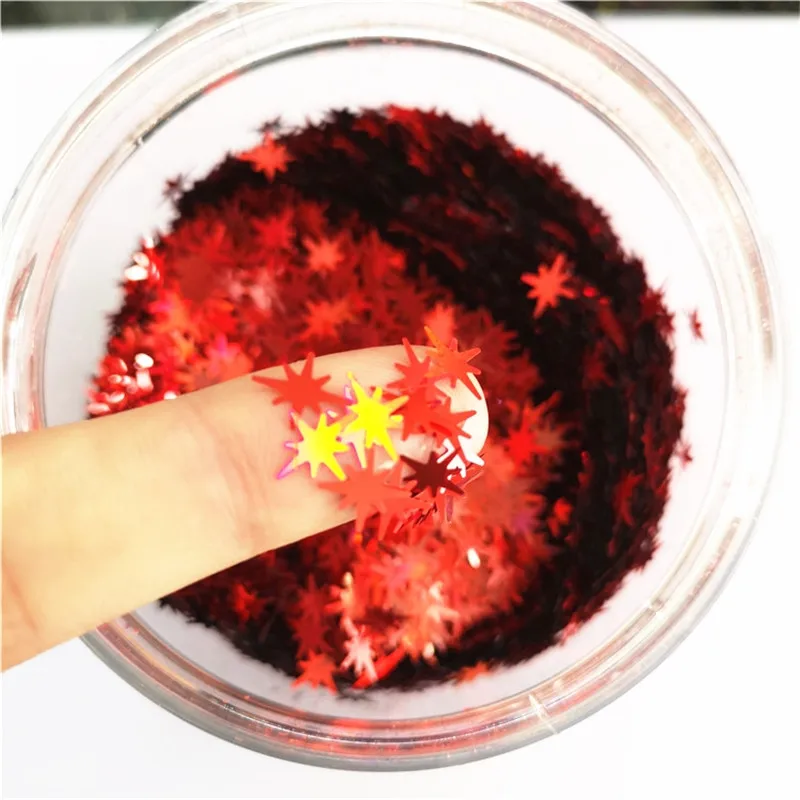 Ультратонкие блестки со звездами 10 мм с ПЭТ лазерные для ногтей искусство на