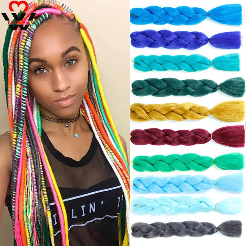 MANWEI 24 дюйма Джамбо косы волосы Омбре крючком синтетические плетеные удлинители