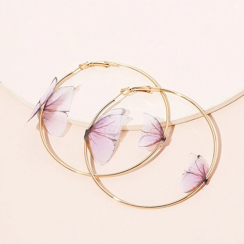

Hollow Butterfly Hoop Earrings Women Korean Exaggerated Ear Buckle Jewelry Gift Exquisite Workmanship Wedding Jewelry