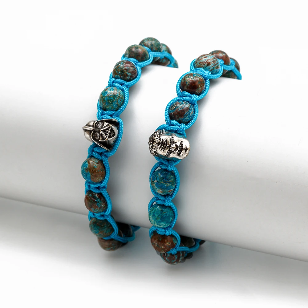 MEIBEADS 1 шт. медная голова черепа собаки 8 мм плетеный браслет из козьего животного