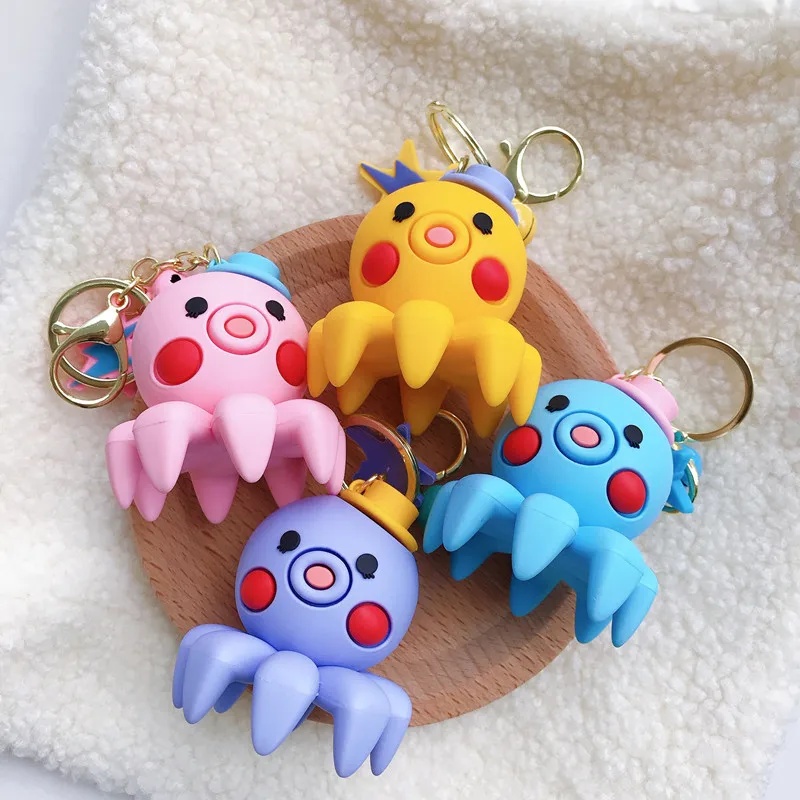 

Cartoon Sea Octopus Keychains Creative Cute PVC Animal Toy Keychain Men Car Women Bag Ornaments Pendant Keyring Jewelry Gift