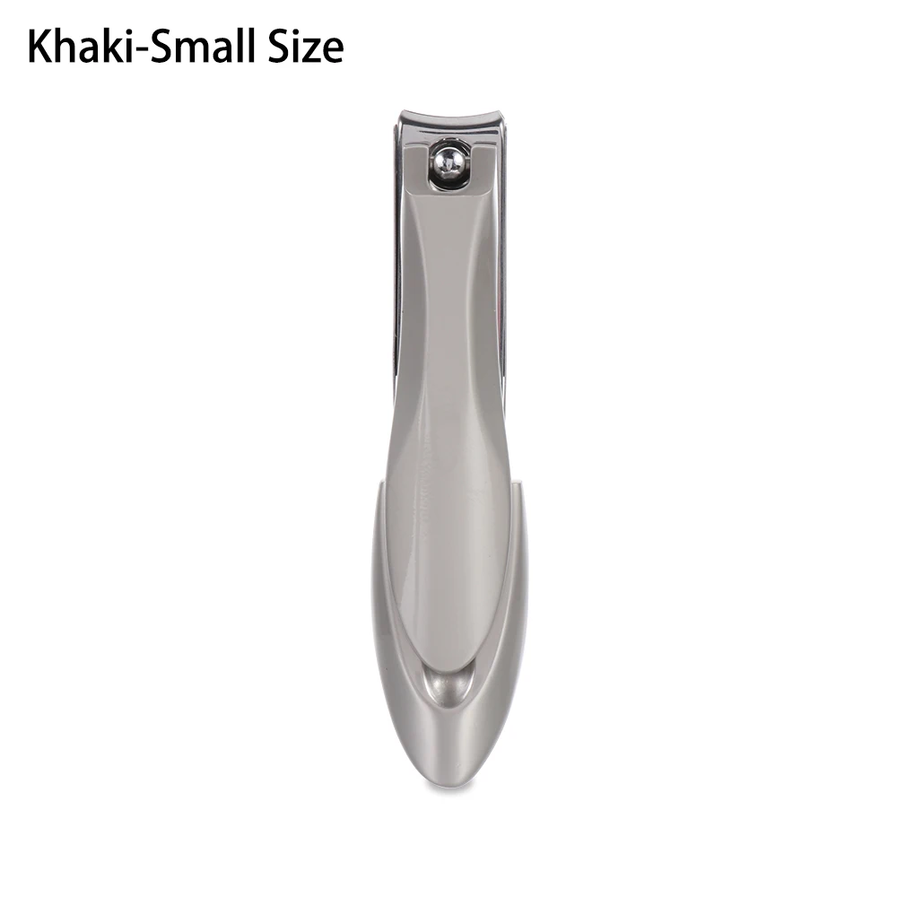 Khaki-Small Size 1 шт., стальные профессиональные кусачки для маникюра, резак, большой углеродный триммер для маникюра, высокое качество, острый носок, машинка для стрижки ногтей с зажимом - Цвет: Khaki-Small Size