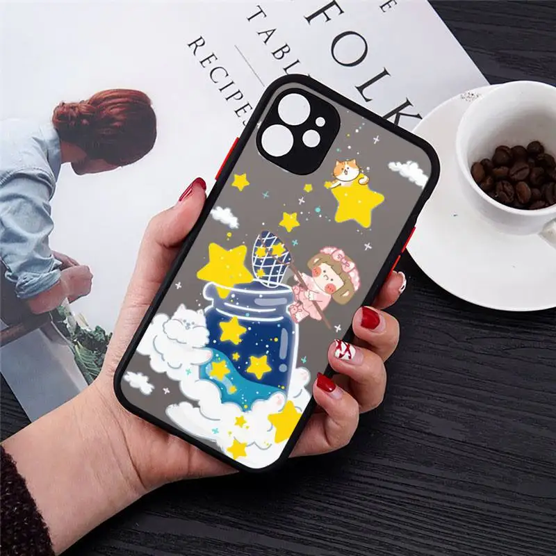 

Astronaut Planet Cute Cartoon Phone Cases matte transparent For iphone 7 8 11 12 plus mini x xs xr pro max luxury brand cover