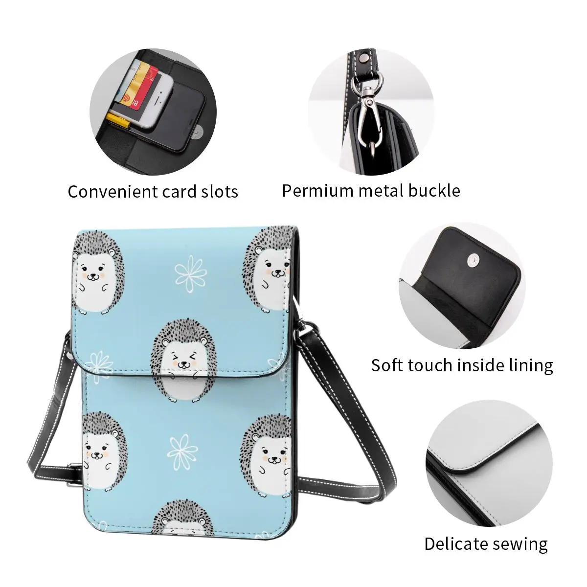 

Fashion Woman Shoulder Bag Cute Watercolor Hedgehogs Ladies Small Bag Wild Simple Female Daily Messenger Bag