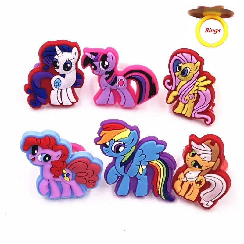 6 шт. с изображениями мультипликационных персонажей My Little Horse Единорог красочный пони для девочек детские кольца для детей Косплэй вечерние Рождественский подарок ювелирные подвески