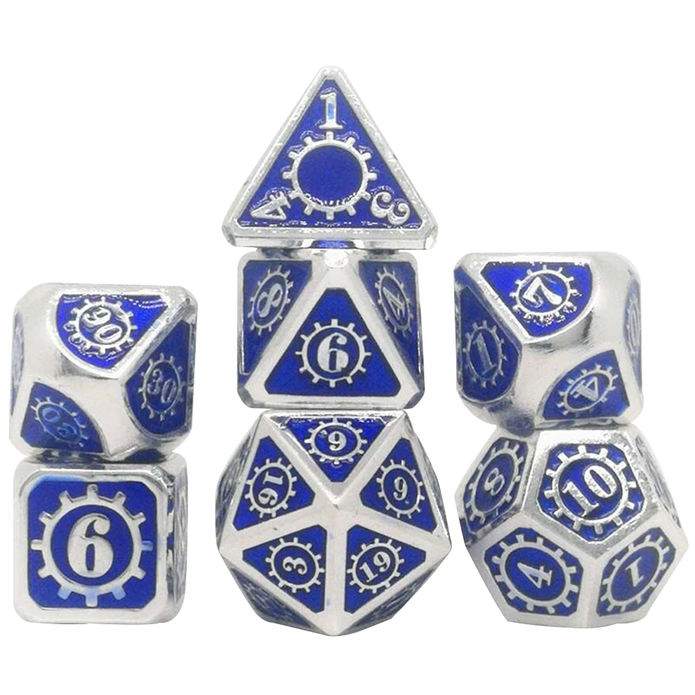 

7pcs Digital Number Gift For DnD Board Game Bar Props Polyhedral Dice Set Easy Read KTV Party Entertainment Rpg Zinc Alloy Home