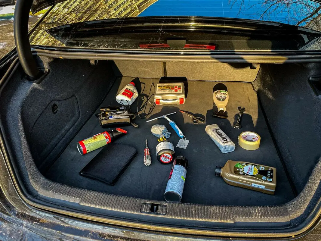 Сумка органайзер в багажник из экокожи черная с красной нитью ViceCar логотипом BMW 