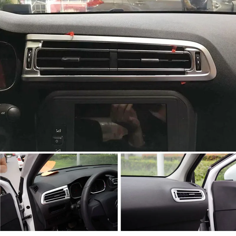 

For Citroen C4 ABS Matte Car middle and left and right air conditioning vents frame Cover Trim car styling Accessories 5pcs