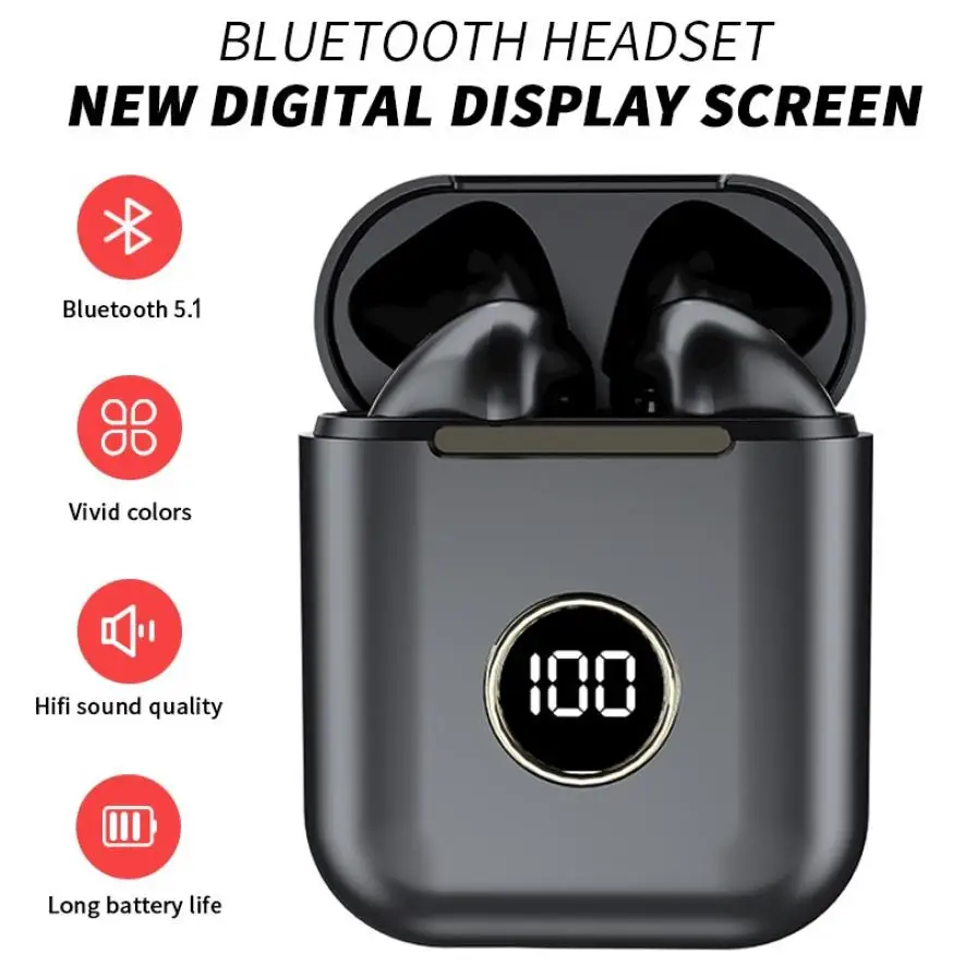 

TWS Bluetooth 5.1 Earphone Charging Box Wireless Headphone HiFi Audio Sports Waterproof Earbuds Headsets With Microphone Headset