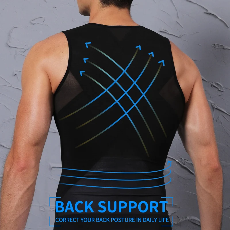 Men Chest Compression Shirt Body Shaper Abdomen Reducer Tops Gynecomastia Waist Trainer Corset Vest Tummy Slimming Tank Bodysuit