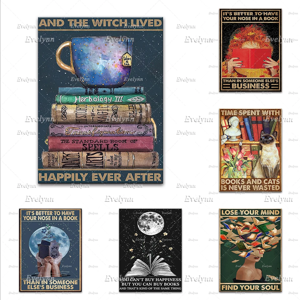 Чтение лучше чтобы ваш нос был в книге Ретро плакат/книга чтение влюбленных