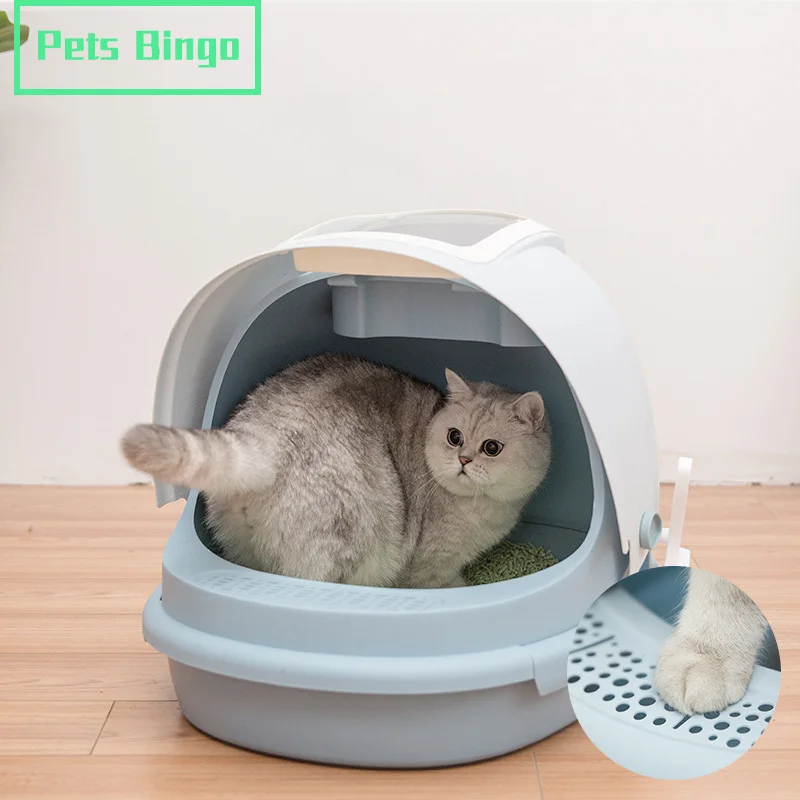 

Pets Bingo Cat Bedpan Totally Enclosed Kitten Toilet Anti Splash Dog Litter Box Home Plastic Sandbox Puppy Tray Pet Supply 49cm