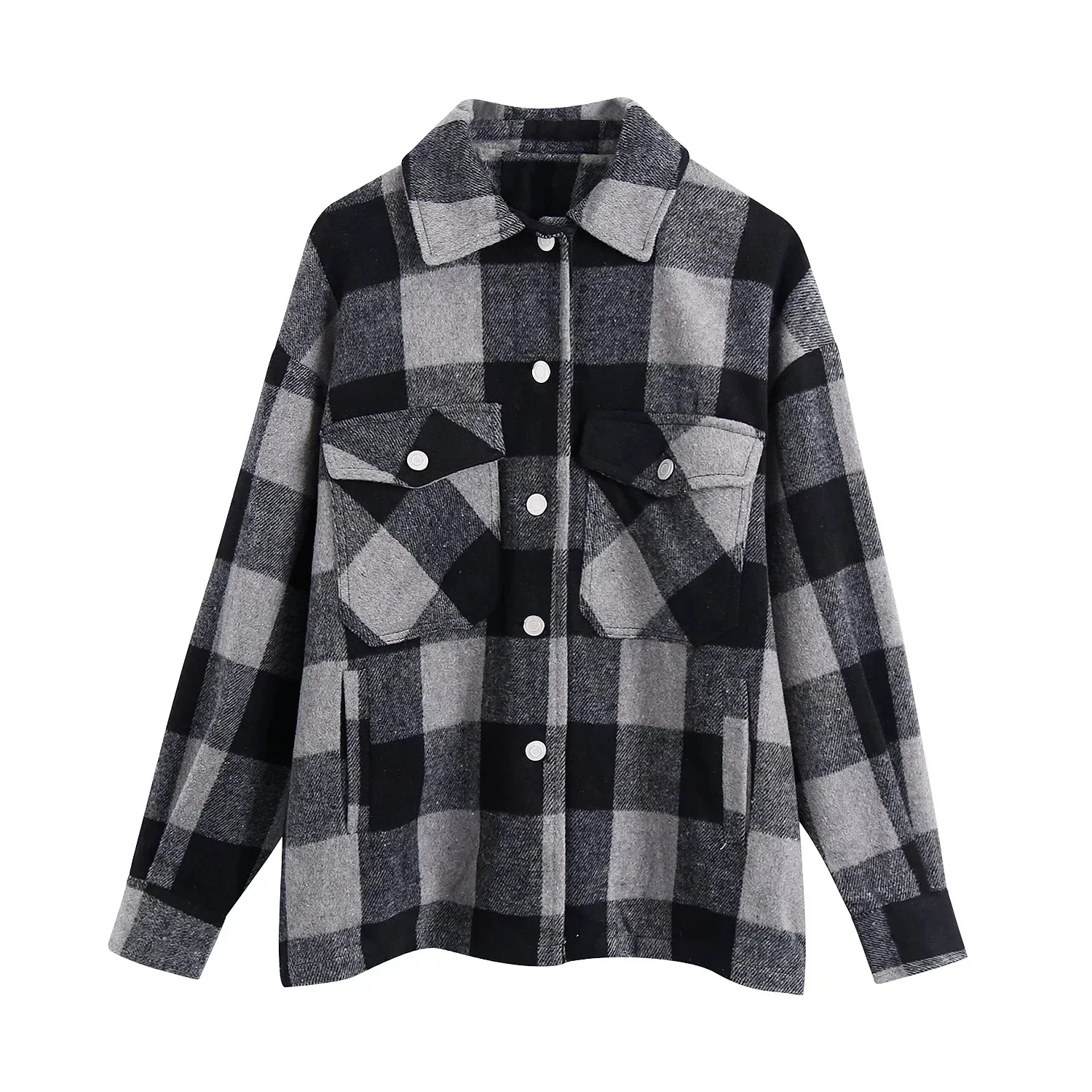 

Leviortin, Женская мода 2021, с карманами, оверсайз, куртка в клетку, пальто, винтажная, с длинным рукавом, на пуговицах, женская верхняя одежда, паль...