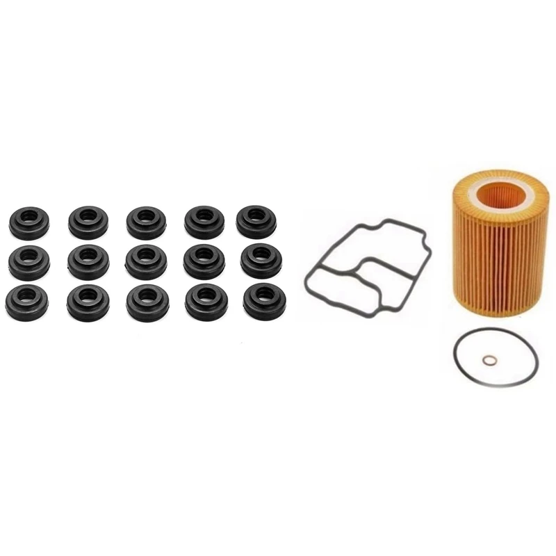 

1set Oil Filter Kit & Housing Gasket for BMW E39 E46 E60 X3 X5 Z3 Z4 525I 530I & 15X Engine Valve Cover Bolt Seals