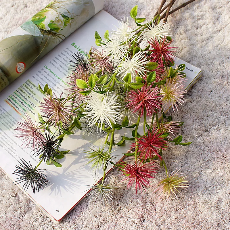 Искусственные цветы 1 шт. пластиковые с 6 головками | Дом и сад