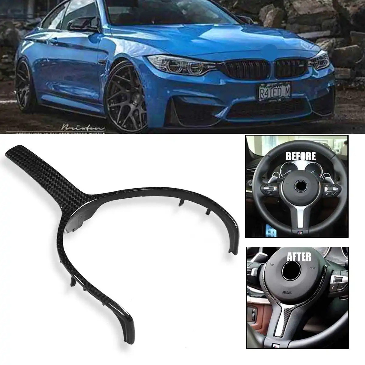 

Отделка рулевого колеса для BMW 2, 3, 4, 5, 6 серий, X5, X6, M-Sport, из углеродного волокна, чехлы рулевого колеса автомобиля