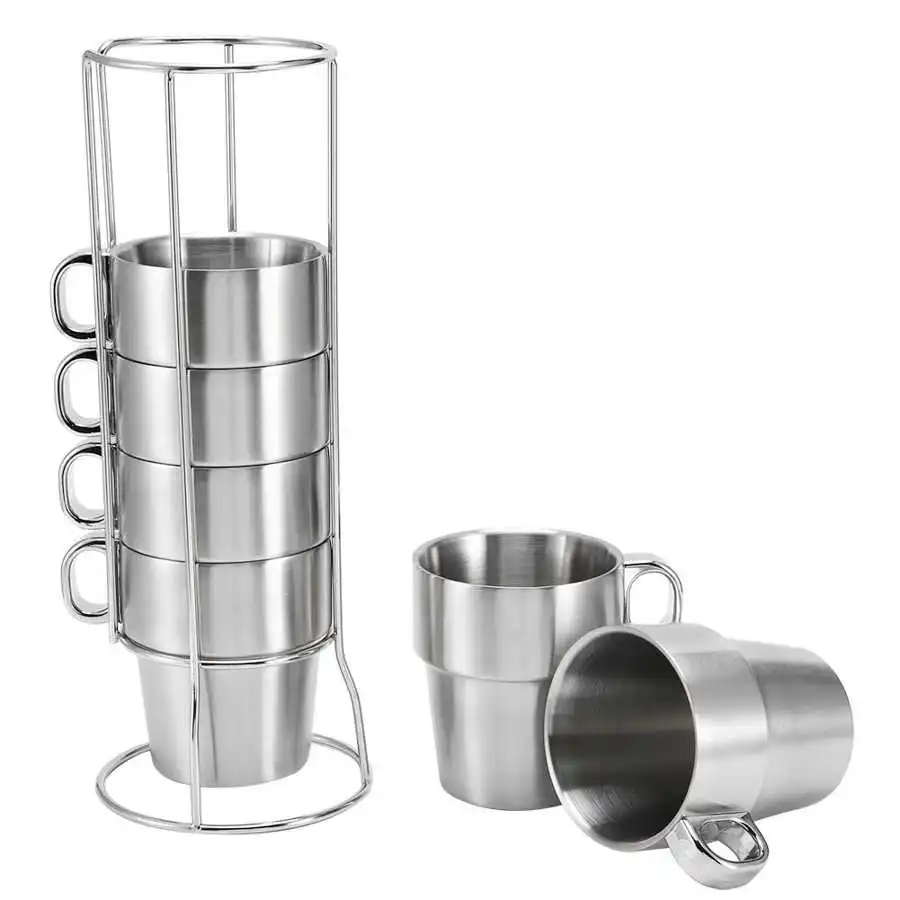 

Стакан для воды из нержавеющей стали, прочный двухслойный стакан с защитой от ожогов для домашней кухни