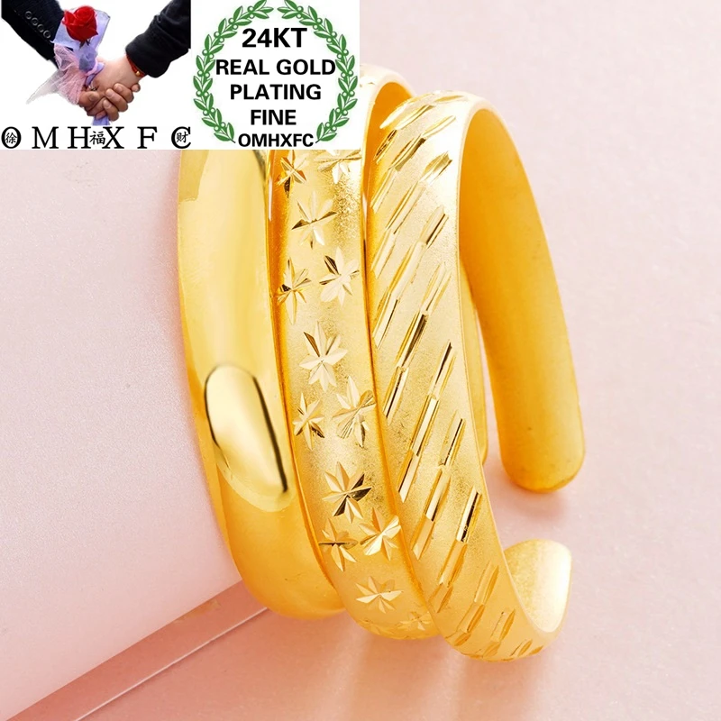 

OMHXFC Wholesale BE366 European Fashion Fine Woman Girl Party Birthday Wedding Gift Meteor Show Star 24KT Gold Bracelet Bangle