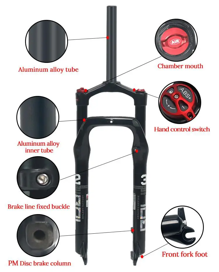 26 дюймов Велосипедная вилка на амортизационная для велосипеда жира Алюминий