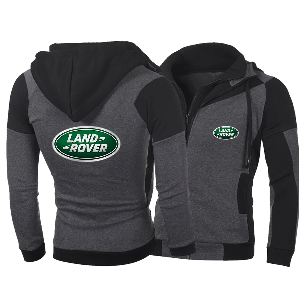 

Spring and Autumn Men's Car Logo LAND ROVER Hoodie Front and Rear Standard Double Zipper Sweater Harajuku Sports Cardigan Jacket