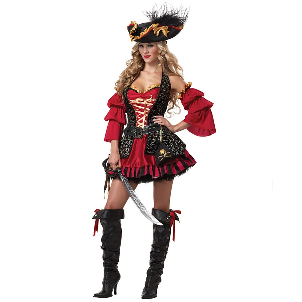 Сексуальный женский костюм пирата Женская обувь Большие размеры Женский