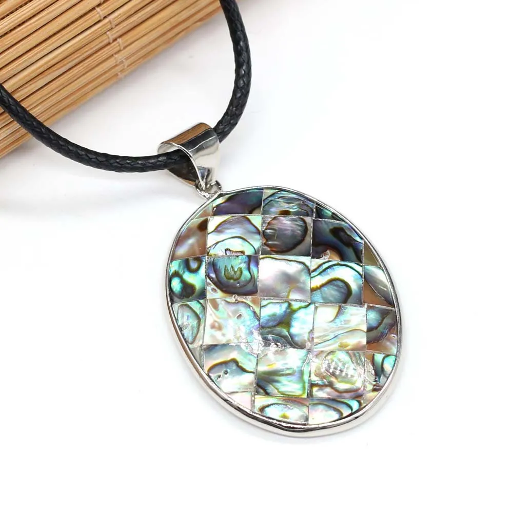 

Fashion Abalone Necklace Oval Shape Alloy Edge Natural Shell Necklace Jewelry Good Quality for Women Party Gift