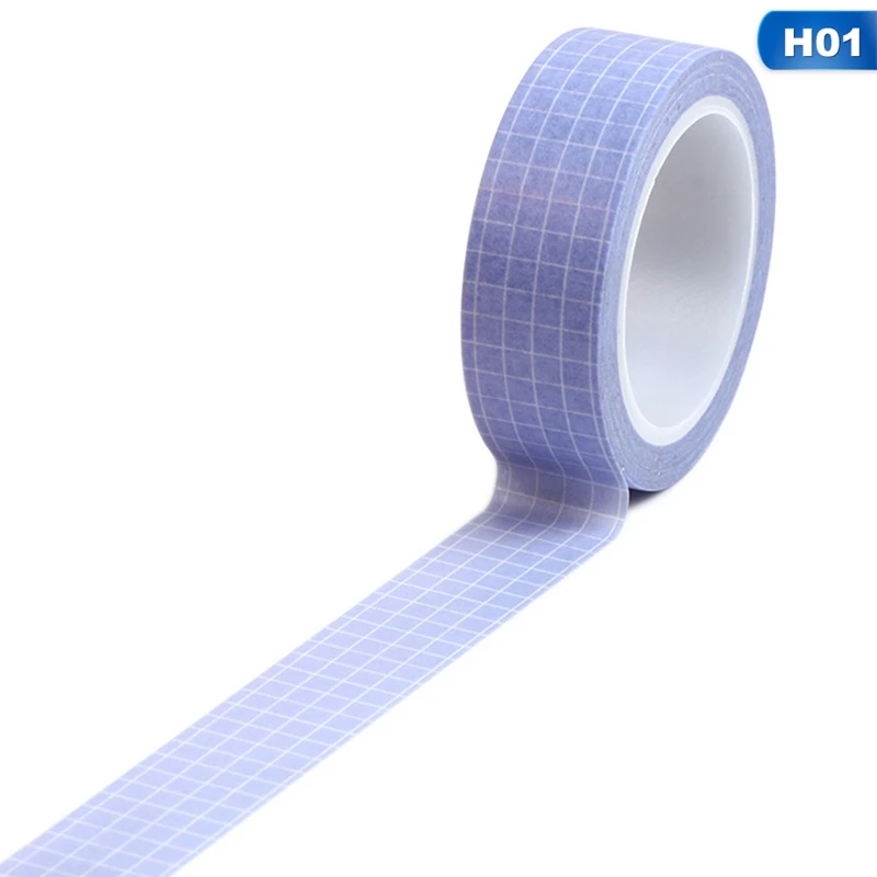 

10M Solid Color Grid Washi Tape Japanese Paper DIY Planner Masking Tape Adhesive Tapes Stickers Decorative Stationery Tapes