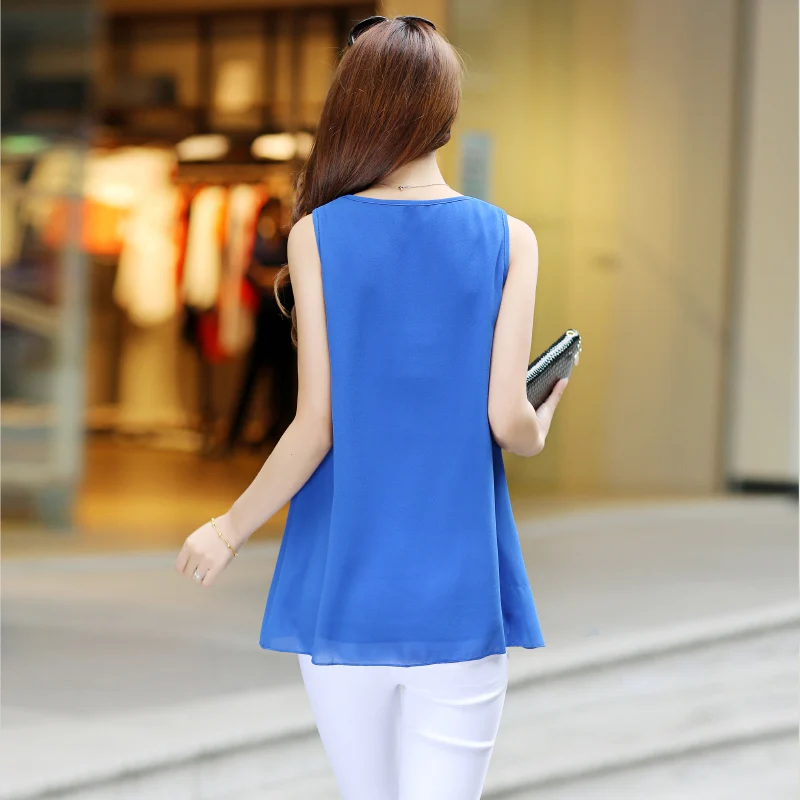 

Women's Oversize T-shirt Loose Tops Plus Size Women Clothing Summer Korean Style Tees Chiffon Casual Sleeveless Free Shipping