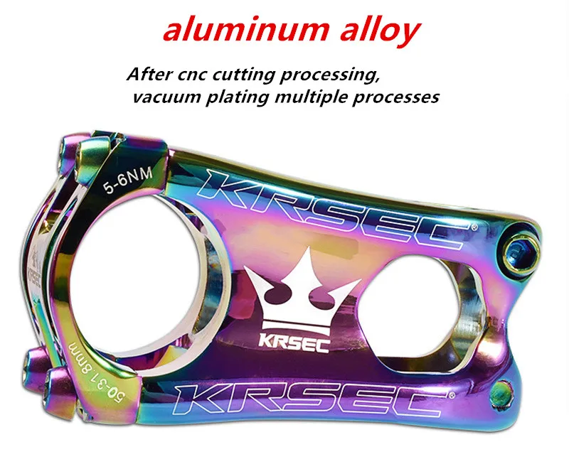 

KRSEC MTB Mountain Bike Stem Ultralight Aluminium Alloy Cycling Handlebar Stem CNC 31.8*50MM potence velo Titanium Bolts Colors