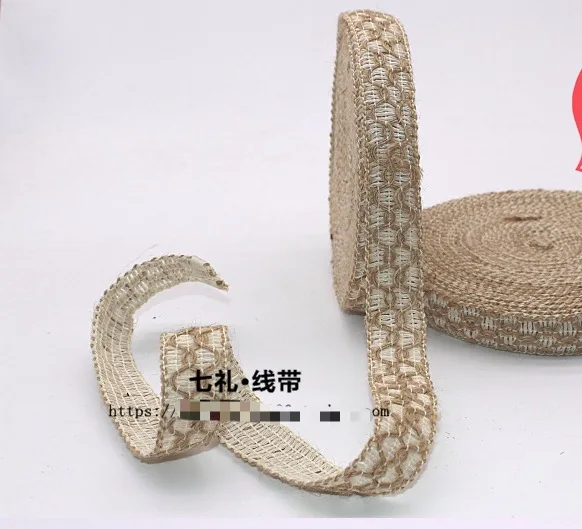 

10meters . width:25mm Cotton hemp flat hemp decorative hemp rope DIY lace handmade decorative material ribbon lace