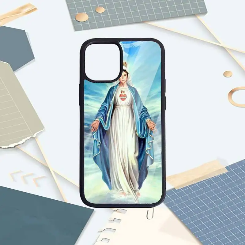 

Retro art Bless Virgin Mary painting Phone Case PC For iPhone 11 12 pro XS MAX 8 7 6 6S Plus X 5S SE 2020 XR