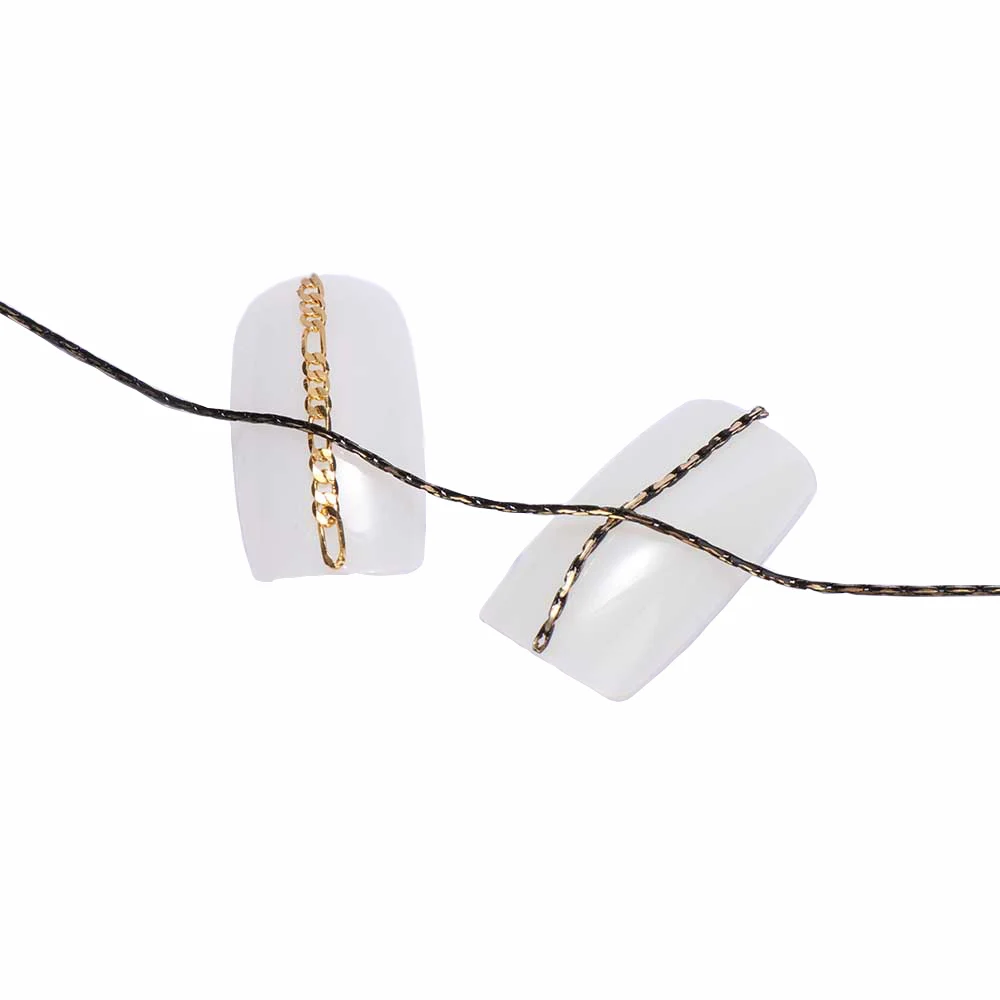 Золотая стальная цепь для ногтей 1 м 3D сделай сам панк металлическое ультратонкое