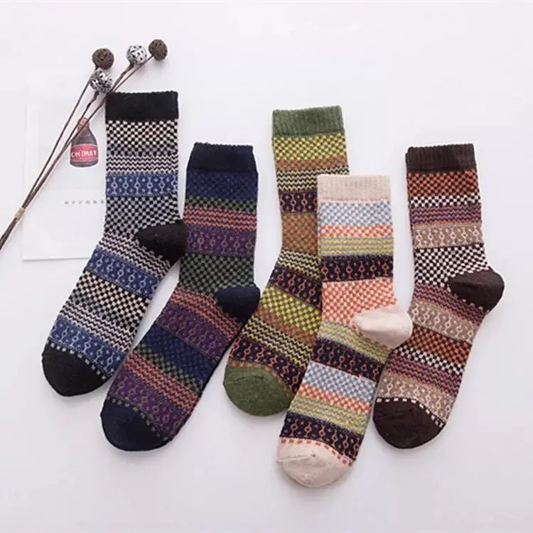 5 Pairs/Lot Men Wool Cotton Socks Middle Tube Breathable Autumn And Winter Socks High Quality Factory Wholesale