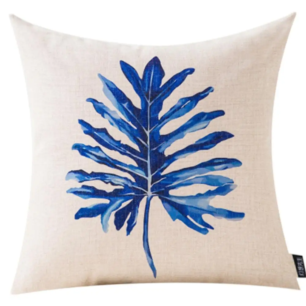 Домашний Декоративный простой чехол для подушки Синий с геометрическим рисунком