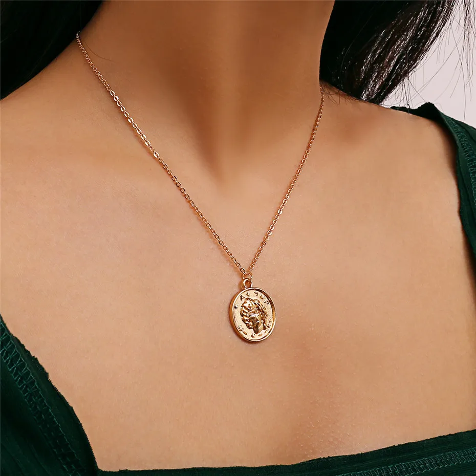 Женское винтажное ожерелье с кулоном из монет Ingemark длинное богини Девы Марии