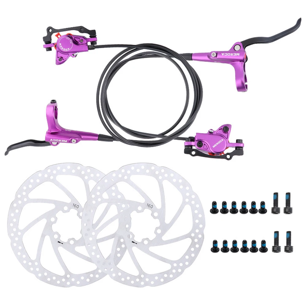 

MEROCA MTB Hydraulic Disc Brake Kit Bike Oil Disc Brake Front Rear Bike Brake Calipers Clamps with 160mm Rotor for Mountain Bike