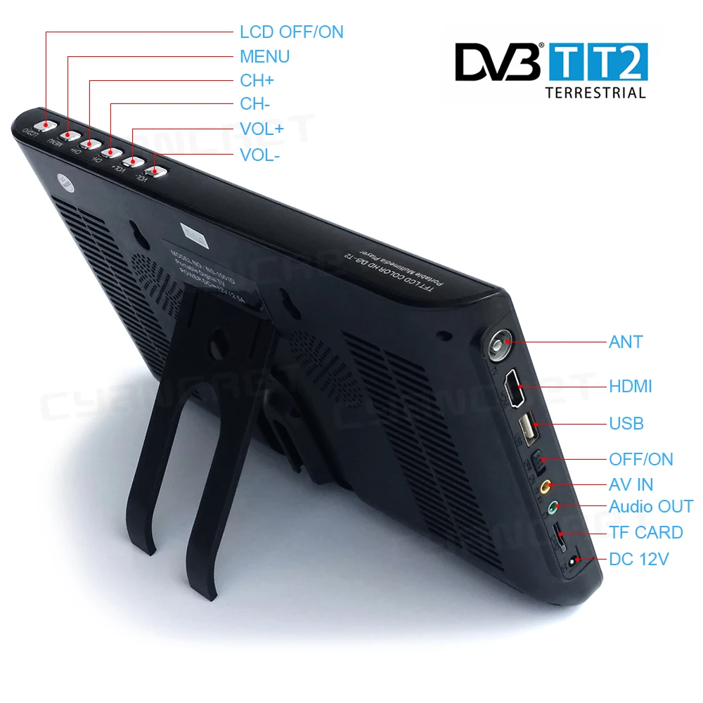 Портативный ТВ DVB-T2 tdt 10 дюймов телевидение цифровой и аналоговый мини маленький автомобильный тв NS-1002D для монитора Поддержка HDMI PVR H.265 AC3