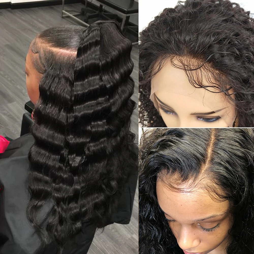 Парик фронтальный с глубокой волной свободные натуральные волосы для черных