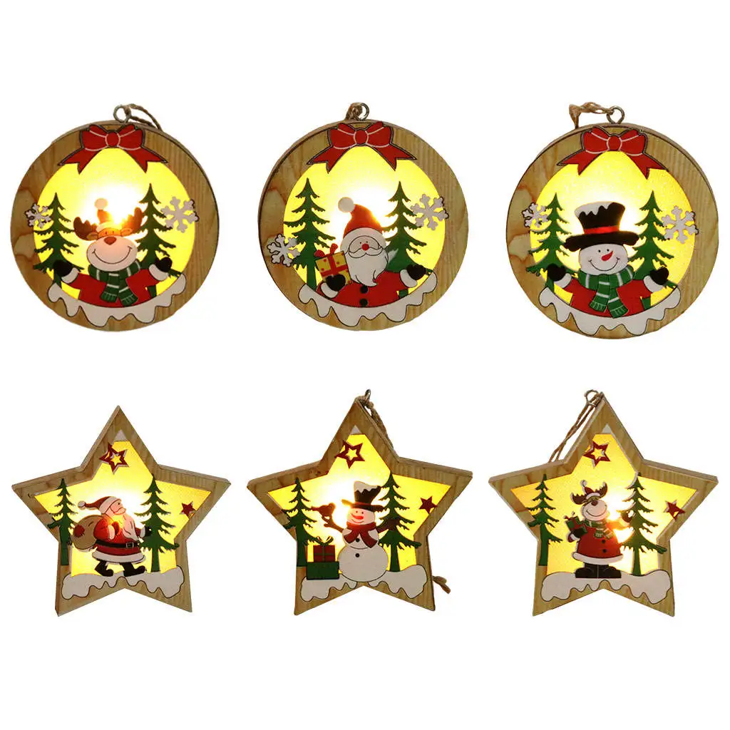 

Wooden Christmas Tree Pendant Hanging Decor LED Decor for Christmas Holiday Party