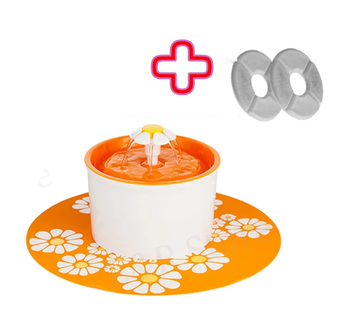 orange combo Автоматический фонтан для воды для домашних животных, диспенсер для воды, большая миска для питья с пружиной, автоматический питательный фильтр для кошек, 1.6л, 3 цвета - Цвет: orange combo