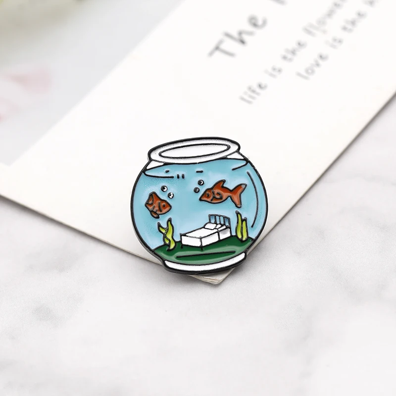 Аквариум бумажный кораблик Эмаль Булавка сердце бассейн нагрудный знак брошь