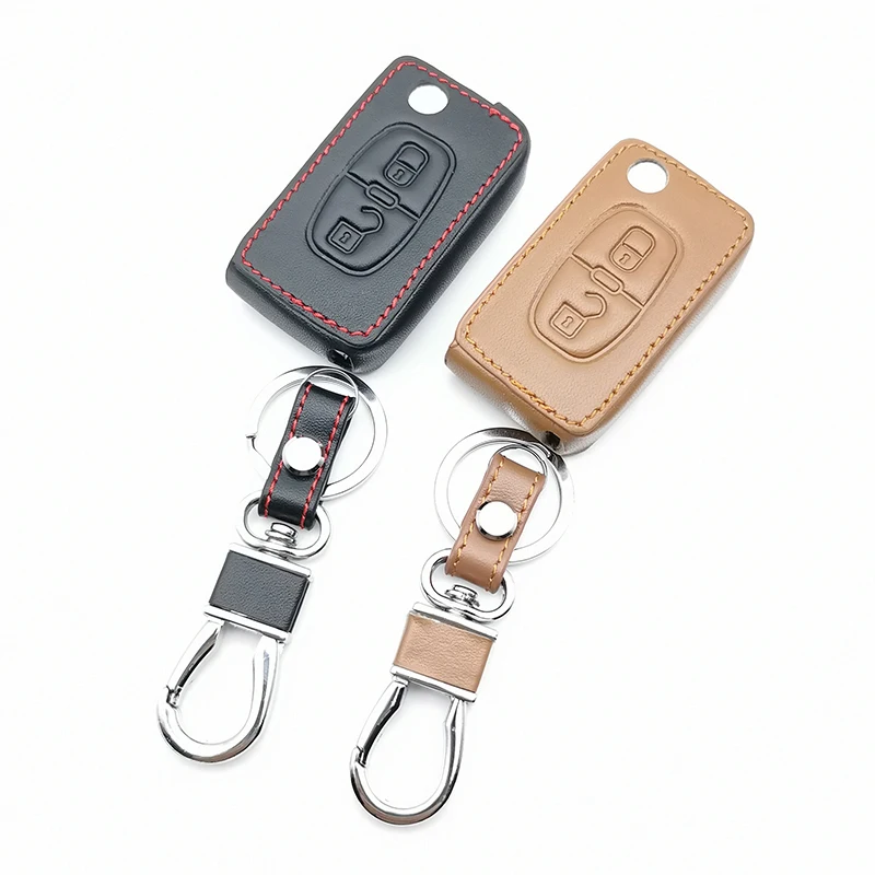 Высококачественный кожаный чехол для автомобильного ключа 100% PEUGEOT 207 307 308 407 Citroen C3