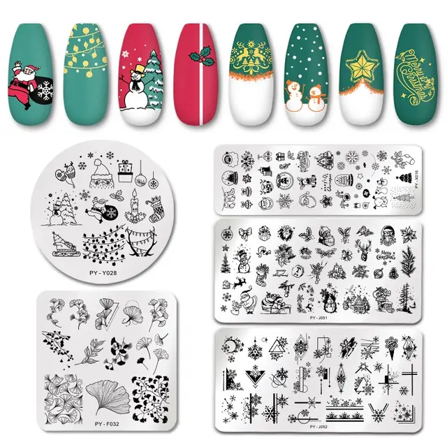 PICT YOU Christmas Nail Stamping Plates Xmas Snowflake Festival Pattern  Nail Art Image Plates Nail Printing Stencil Templates - AliExpress