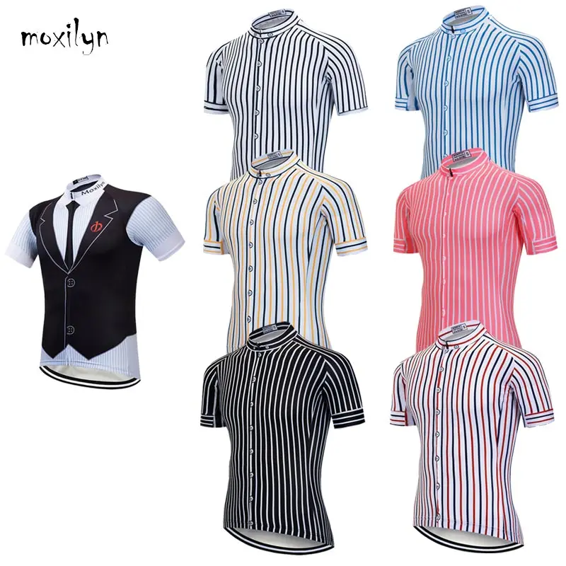 Moxilyn Mens Cycling Jerseys Top Skinsuit Cycling Clothing Mountain Bike MTB Tie Shirt Breathable Sweat-absorbing Quick-drying